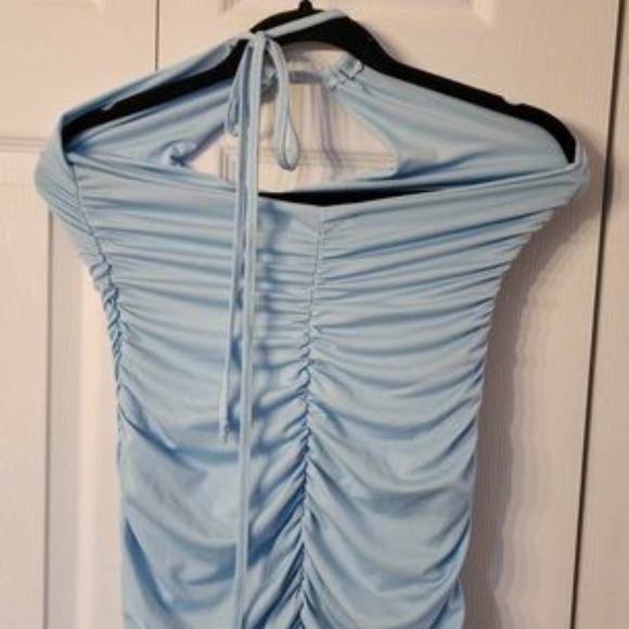 SHEIN Sky Blue Keyhole Cutout Bust with Ruffled Waist-Hip Area and Halter Back - Picture 3 of 5